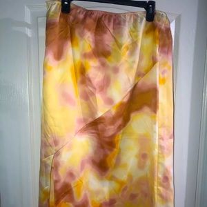 NWT Marc New York Women’s Large Yellow/brown -Autumn Colors- Tie Dye Slip Skirt